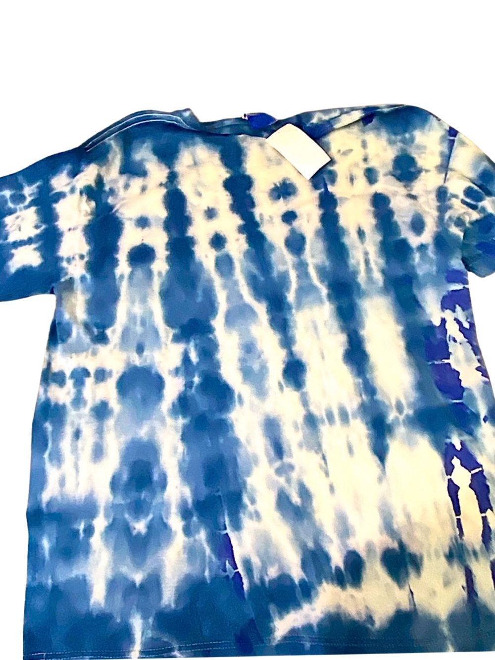 HANDCRAFTED TEE SHIRT Tie Dye Short Sleeves Top Blue & White Unisex SZ Large